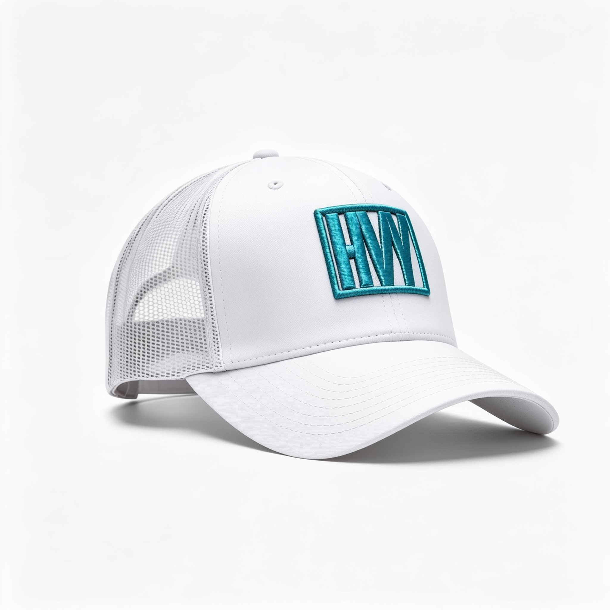 White/Teal HVY Trucker