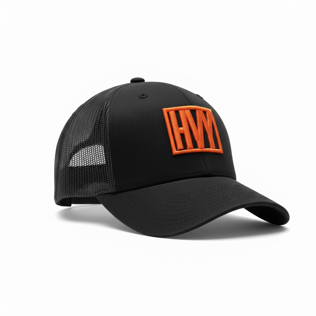 HVY BLK Orange Thred Trucker
