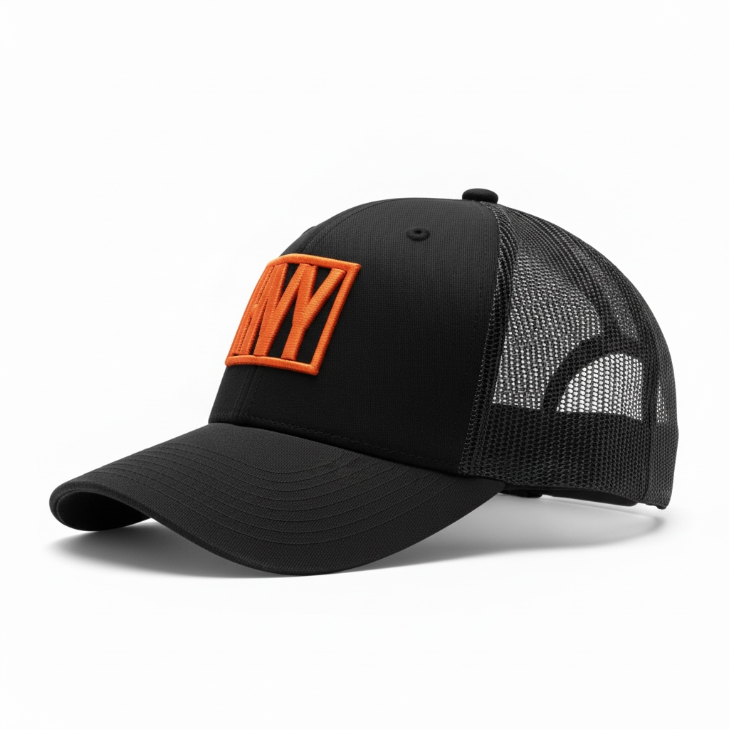 HVY BLK Orange Thred Trucker