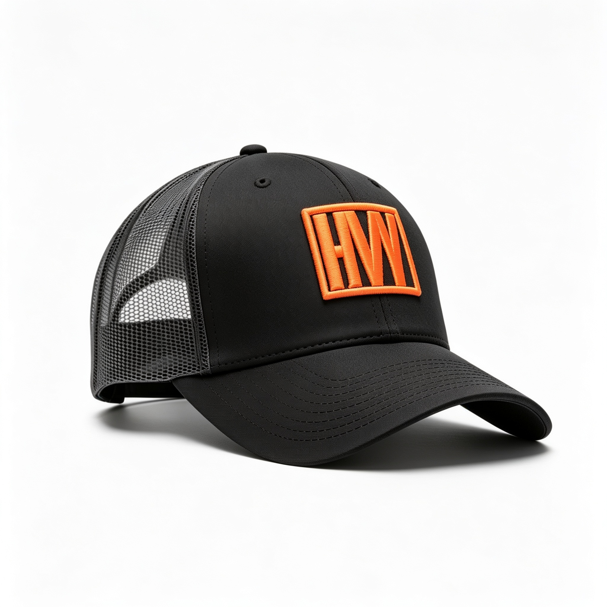 HVY BLK Orange Thred Trucker